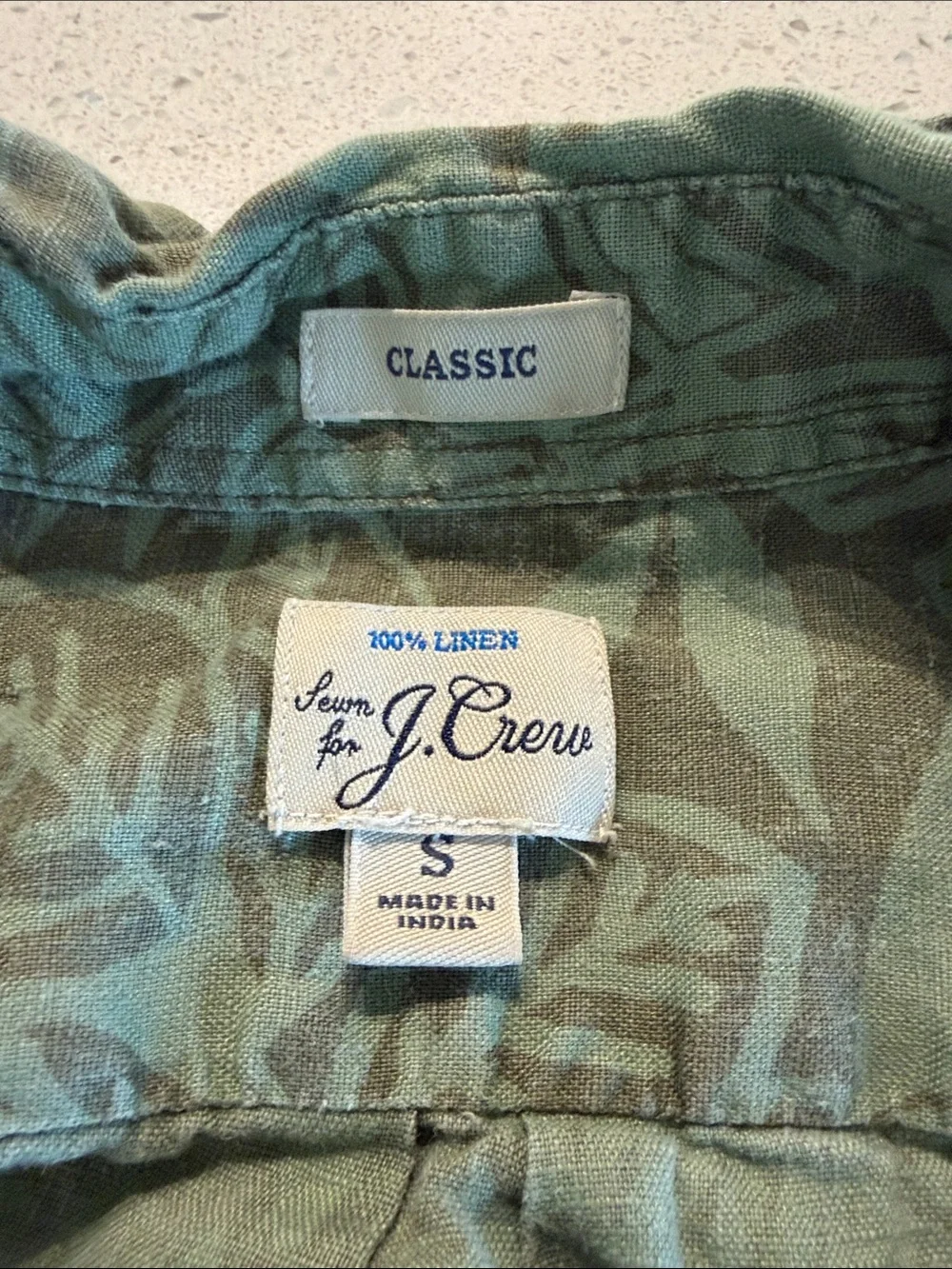 J Crew jungle foliage print linen shirt size S